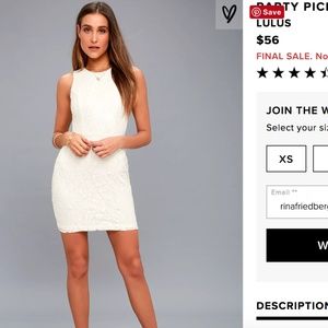 Lulu's small open back white lace dress, NWOT